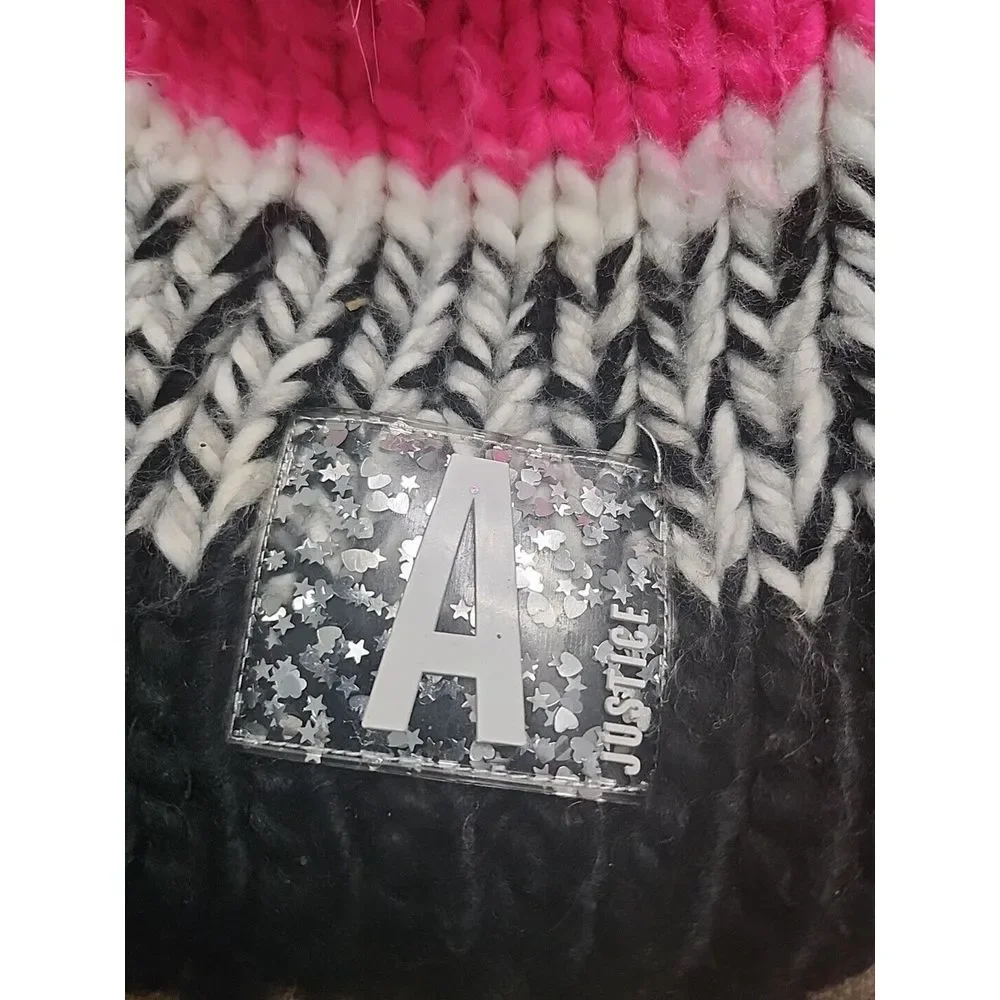 Girls JUSTICE Pink Hat Beanie Pom Pom, One‎ Size
